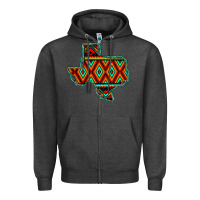 Charcoal Heather Texas Map With Aztec Background Zipper Hoodie - JahusDesignShop