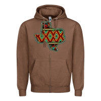 Chestnut Texas Map With Aztec Background Zipper Hoodie - JahusDesignShop