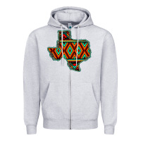 Heather Grey Texas Map With Aztec Background Zipper Hoodie - JahusDesignShop