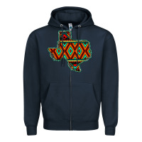 Navy Texas Map With Aztec Background Zipper Hoodie - JahusDesignShop