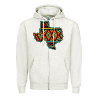Texas Map With Aztec Background Zipper Hoodie | Teevron