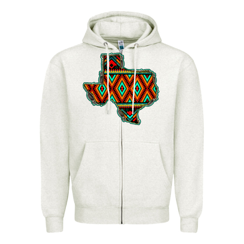 Texas Map With Aztec Background Zipper Hoodie by JahusDesignShop | Teevron