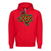 Red Texas Map With Aztec Background Zipper Hoodie - JahusDesignShop