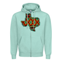 Seafoam Texas Map With Aztec Background Zipper Hoodie - JahusDesignShop