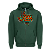 Sports Green Texas Map With Aztec Background Zipper Hoodie - JahusDesignShop