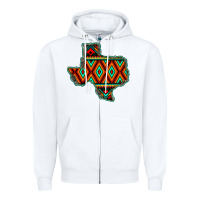 White Texas Map With Aztec Background Zipper Hoodie - JahusDesignShop