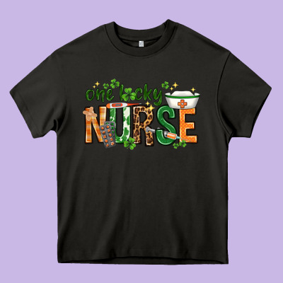 One Lucky Nurse With Elements St. Patricks Day Heavy Core Tee Designed By Howdyjamesfarm