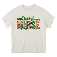 Cream One lucky Nurse with elements St. Patricks Day Heavy Core Tee - HowdyJamesFarm