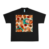 Black floral pumpkins seamless pattern Urban Heavy Tee - BundleAndBundleShop