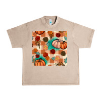 French Oak floral pumpkins seamless pattern Urban Heavy Tee - BundleAndBundleShop