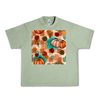 Oil Green floral pumpkins seamless pattern Urban Heavy Tee - BundleAndBundleShop
