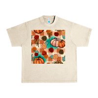 Sandshell floral pumpkins seamless pattern Urban Heavy Tee - BundleAndBundleShop