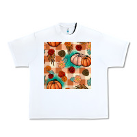 White floral pumpkins seamless pattern Urban Heavy Tee - BundleAndBundleShop