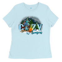 Baby Blue cozy season Ladies Tee - FaDigitalArtStudio