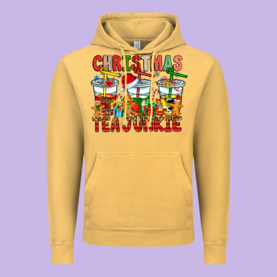 Christmas Tea Junkie Vintage Hoodie Designed By Cowhidedigitalart