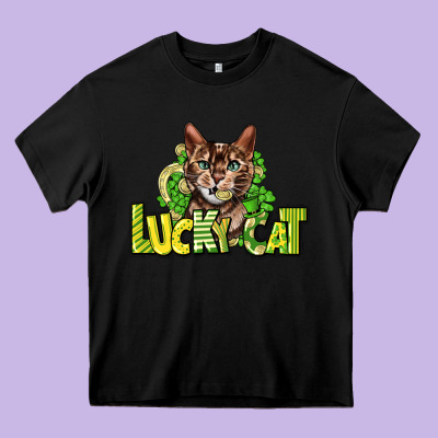 Lucky Cat St. Patrick's Heavy Core Tee Designed By Howdyjamesfarm