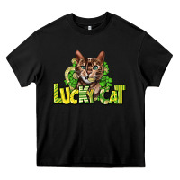Black Lucky cat St. Patrick's Heavy Core Tee - HowdyJamesFarm