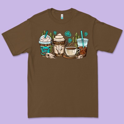 Bull Skull Coffee Cups Premium Tee Designed By Oliviacreatesart