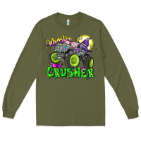 Army Green Monster Crusher Long Sleeve Tee - CowhideDigitalArt