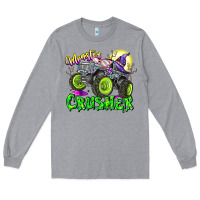 Heather Grey Monster Crusher Long Sleeve Tee - CowhideDigitalArt