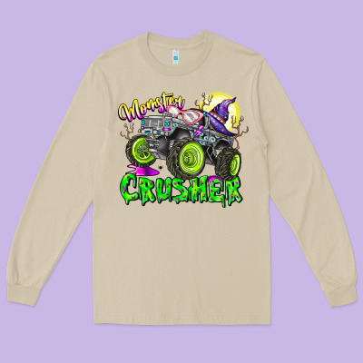 Monster Crusher Long Sleeve Tee Designed By Cowhidedigitalart