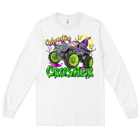 White Monster Crusher Long Sleeve Tee - CowhideDigitalArt