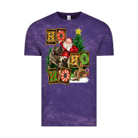 Cloud Purple Christmas Trex Ho Ho Ho Santa Vintage Tee - FaDigitalArtStudio