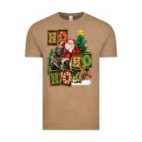 Vintage Coffee Christmas Trex Ho Ho Ho Santa Vintage Tee - FaDigitalArtStudio
