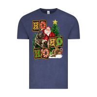 Vintage Denim Christmas Trex Ho Ho Ho Santa Vintage Tee - FaDigitalArtStudio