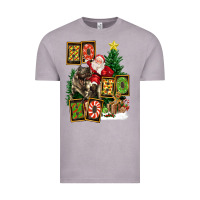 Vintage Zinc Christmas Trex Ho Ho Ho Santa Vintage Tee - FaDigitalArtStudio