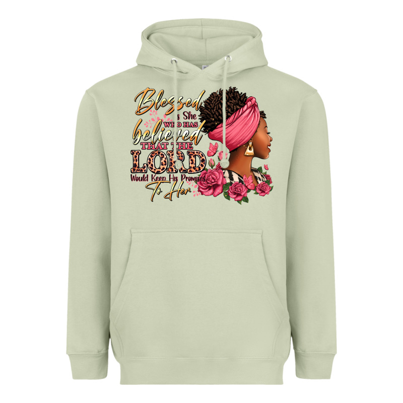 Blessed Is She Who Has Believed Afro Woman Heavyweight Hoodie by RanaPortraitStore | Teevron