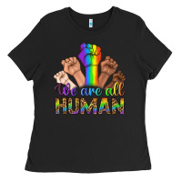 Black We Are All Human Ladies Tee - BundleAndBundleShop