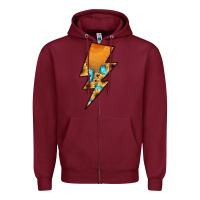 Burgundy Lightning Bolt Zipper Hoodie - JahusDesignShop