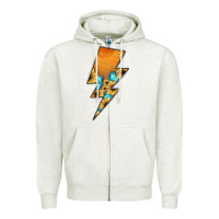 Oatmeal Heather Lightning Bolt Zipper Hoodie - JahusDesignShop