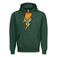 Sports Green Lightning Bolt Zipper Hoodie - JahusDesignShop