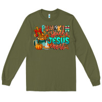 Army Green Pumpkin pie Jesus Christ Long Sleeve Tee - CowhideDigitalArt