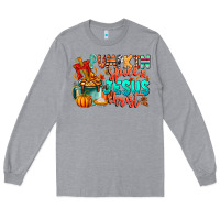 Heather Grey Pumpkin pie Jesus Christ Long Sleeve Tee - CowhideDigitalArt