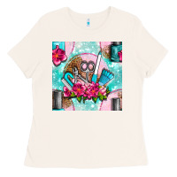 Bone nail tools and polish with flowers and tooled leather seamless pattern Ladies Tee - BundleAndBundleShop