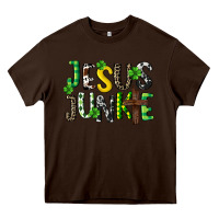 Chocolate Brown Jesus junkie St. Patrick's Heavy Core Tee - CowGirlArtShop