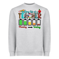 Heather Grey battery life of a teacher monday friday Heavyweight Sweatshirt - RanaPortraitStore