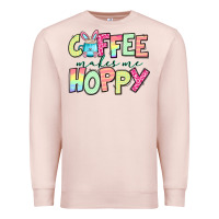 Pale Pink coffee makes me hoppy easter Premium Sweatshirt - Jasminsmagicworld