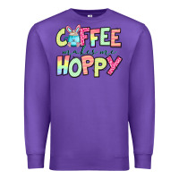 Purple coffee makes me hoppy easter Premium Sweatshirt - Jasminsmagicworld