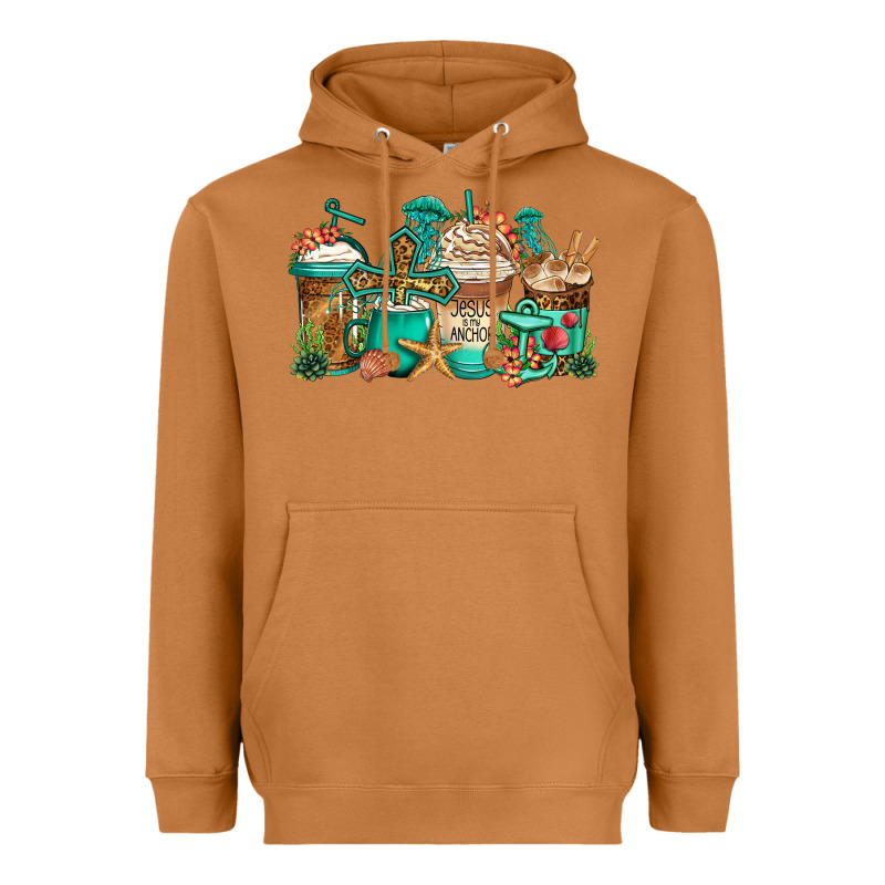 Jesus Is My Anchor Coffee Cups Heavyweight Hoodie by Jasminsmagicworld | Teevron