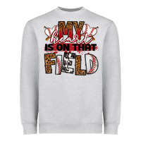 Heather Grey my heart is on that field baseball Heavyweight Sweatshirt - RanaPortraitStore