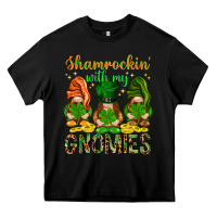 Black Shamrockin' with my gnomies St. Patricks day Heavy Core Tee - HowdyJamesFarm