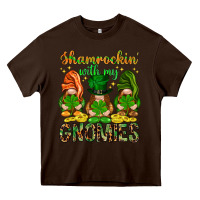 Chocolate Brown Shamrockin' with my gnomies St. Patricks day Heavy Core Tee - HowdyJamesFarm