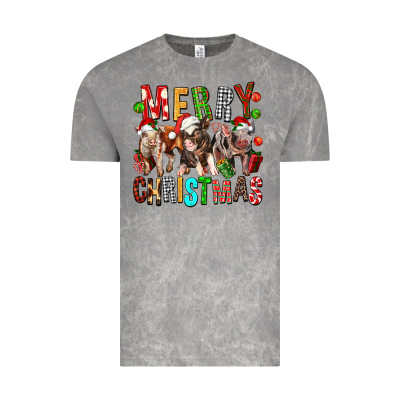 Merry Christmas Pigs Vintage Tee by FaDigitalArtStudio | Teevron