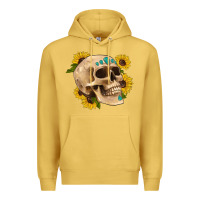 Antique Gold skull flowers and gemstone Premium Hoodie - Artiststas