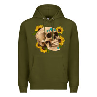 Army Green skull flowers and gemstone Premium Hoodie - Artiststas