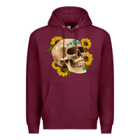 Burgundy skull flowers and gemstone Premium Hoodie - Artiststas